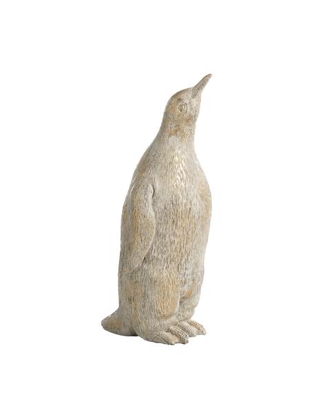 Handgemaakt decoratief object Penguin, Kunststof, Beige, B 9 cm x H 21 cm