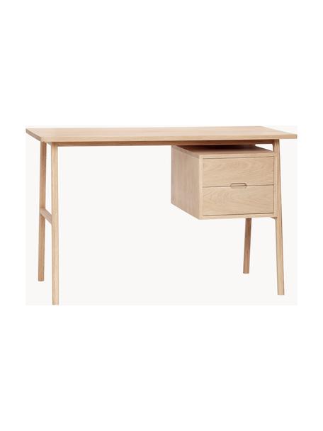 Bureau en bois avec tiroirs Architect, Placage en bois de chêne, bois de chêne, Bois de chêne, larg. 120 x prof. 57 cm
