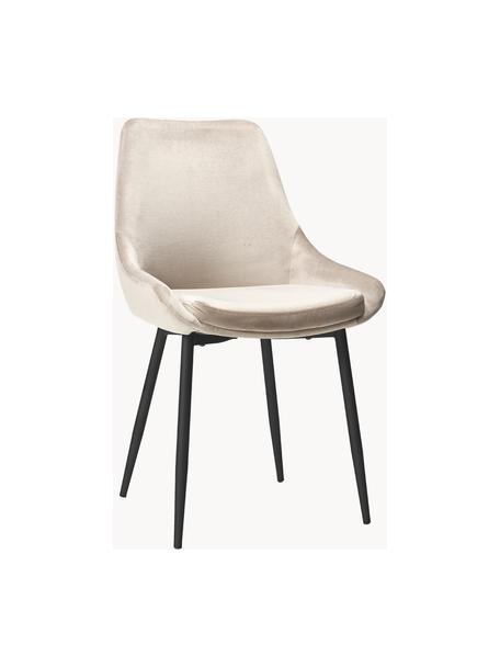 Sametová čalouněná židle Sierra, 2 ks, Samet béžová, Nohy černá, Š 49 cm, H 55 cm
