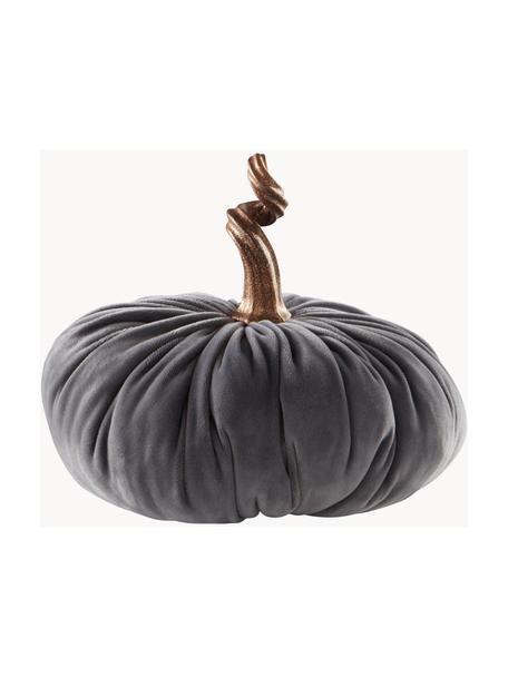 Decoratieve pompoen Pumpis, Ø 22 cm, Bekleding: fluweel (100 % polyester), Frame: polyresin, Donkergrijs, Ø 22 x H 21 cm