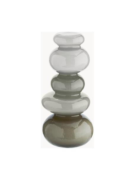 Sklenená váza Stone, V 24 cm, Sklo, Odtiene zelenej, Ø 11 x V 24 cm