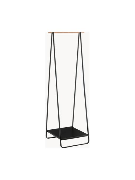 Burro de metal Tower, Estructura: metal con pintura en polv, Barra: madera, Negro, madera, An 52 x Al 140 cm