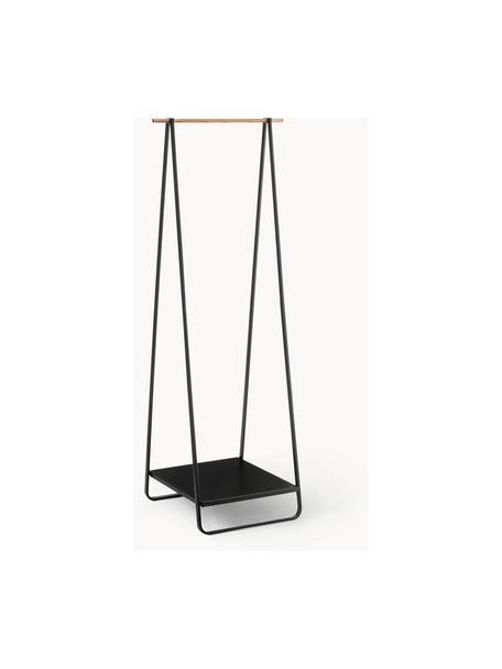 Metalen kapstok Tower, Frame: gepoedercoat metaal, Zwart, hout, B 52 x H 140 cm