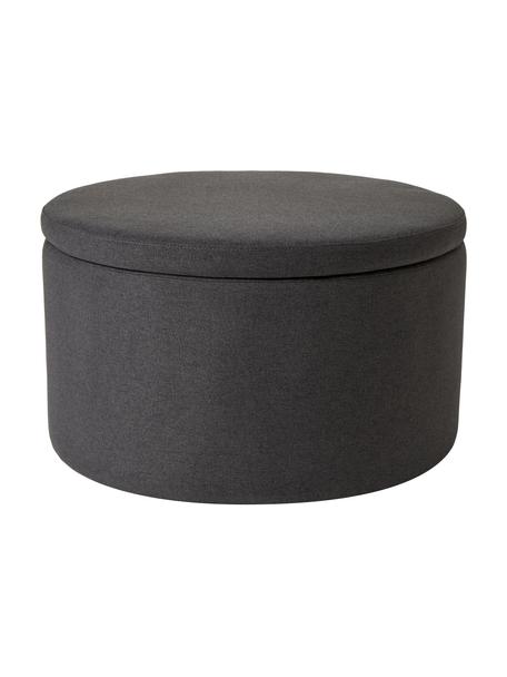 Grand tabouret rembourré avec rangement Alida, Tissu gris foncé, Ø 70 x haut. 42 cm