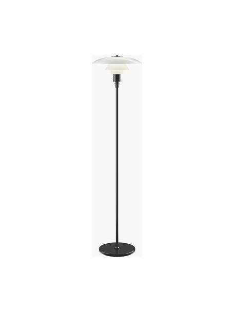 Lampa podłogowa ze szkła dmuchanego PH 3½-2½, Stelaż: stal metalizowana, Czarny, biały, W 130 cm