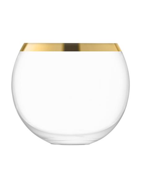 Mondgeblazen cocktailglazen Luca met goudkleurige rand, 2 stuks, Glas, Transparant, goudkleurig, Ø 9 x H 8 cm