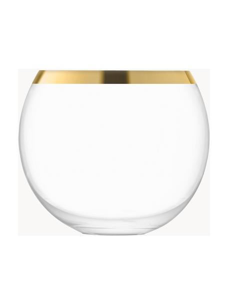 Mondgeblazen cocktailglazen Luca, 2 stuks, Glas, Transparant met goudkleurige rand, Ø 9 x H 8 cm, 330 ml