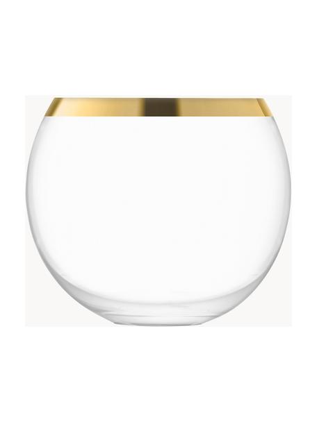 Mondgeblazen cocktailglazen Luca, 2 stuks, Glas, Transparant, goudkleurig, Ø 9 x H 8 cm, 330 ml