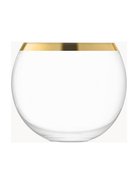 Verres à cocktail soufflés bouche Luca, 2 pièces, Verre, Transparent, doré, Ø 9 x haut. 8 cm, 330 ml