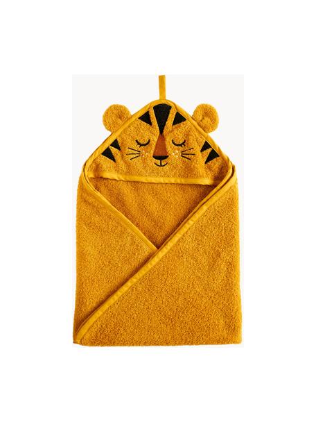 Toalla capa bebé de algodón orgánico Tiger, 100% algodón ecológico con certificado GOTS, Naranja, An 72 x L 72 cm