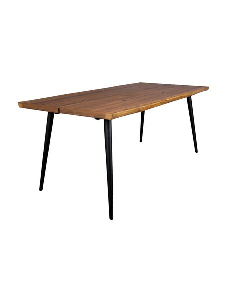 Mesa de comedor Alagon, reborde de madera, Tablero: fibras de densidad media , Patas: acero con pintura en polv, Nogal, An 160 x F 90 cm