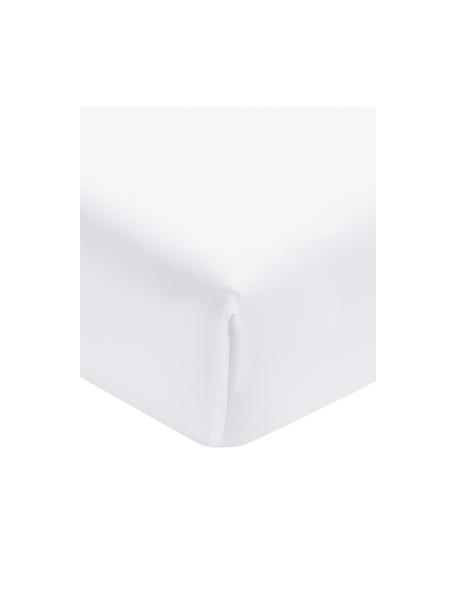 Drap-housse satin de coton bio blanc Premium, Blanc, larg. 90 x long. 200 cm