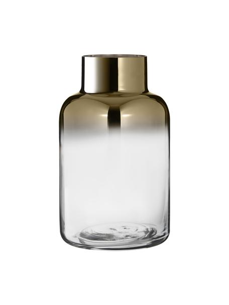 Mondgeblazen glazen vaas Uma met gouden glans, Gelakt glas, Transparant, goudkleurig, Ø 16 x H 27 cm