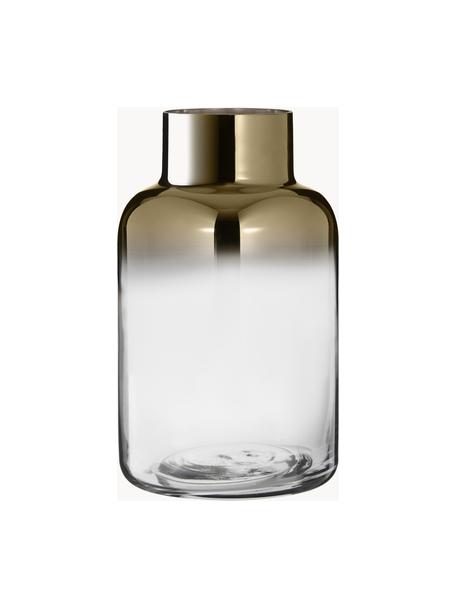 Vaso in vetro soffiato con riflessi dorati Uma, Vetro laccato, Trasparente, dorato, Ø 16 x Alt. 27 cm