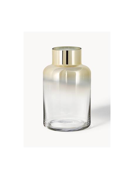 Vaso in vetro soffiato con riflessi dorati Uma, Vetro laccato, Trasparente, dorato, Ø 16 x Alt. 27 cm