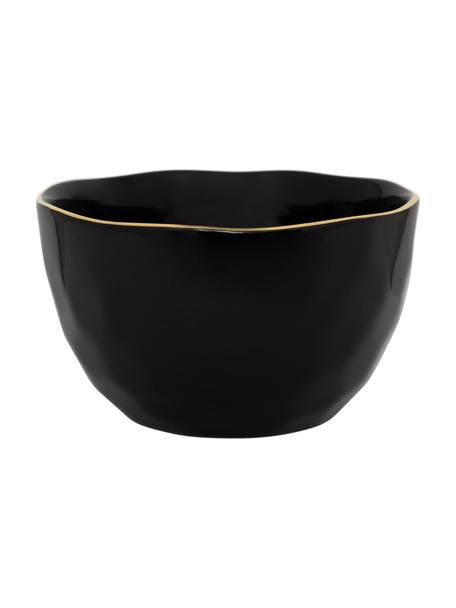 Schälchen Good Morning mit goldfarbenem Rand, Steingut, Schwarz mit Goldrand, Ø 14 cm