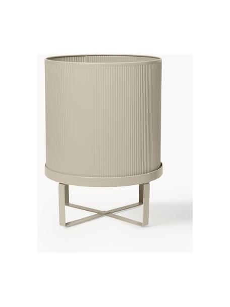 Vaso con superficie millerighe Bau, alt. 38 cm, Acciaio verniciato a polvere, Beige chiaro, Ø 28 x Alt. 38 cm