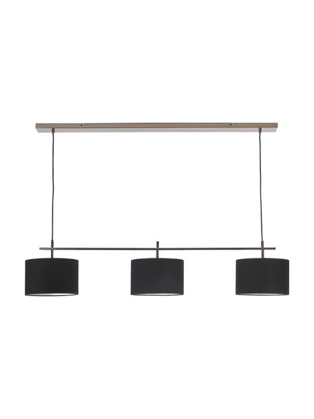 Lámpara de techo grande Liara, Estructura: metal cepillado, Fijación: metal cepillado, Cable: cubierto en tela, Negro, An 140 x Al 90 cm