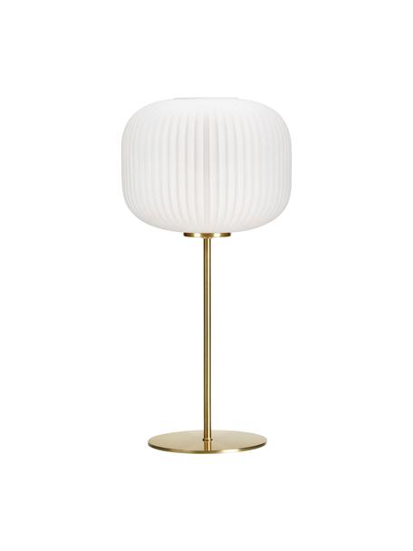 Grande lampe à poser en verre Sober, Blanc, couleur laitonnée, Ø 25 x haut. 50 cm