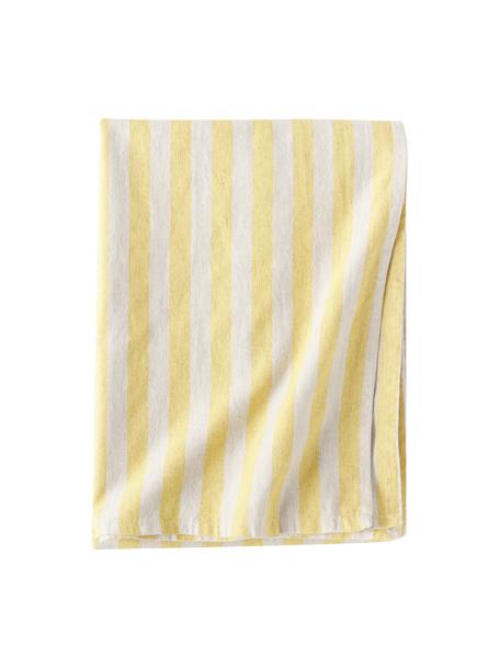 Pruhovaný obrus Alodie, 85 %  bavlna, 15 % ľan, Žltá, biela, Š 140 x V 250 cm