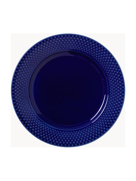 Piatti colazione in porcellana Rhombe 4 pz, Porcellana, Blu scuro, Ø 23 cm