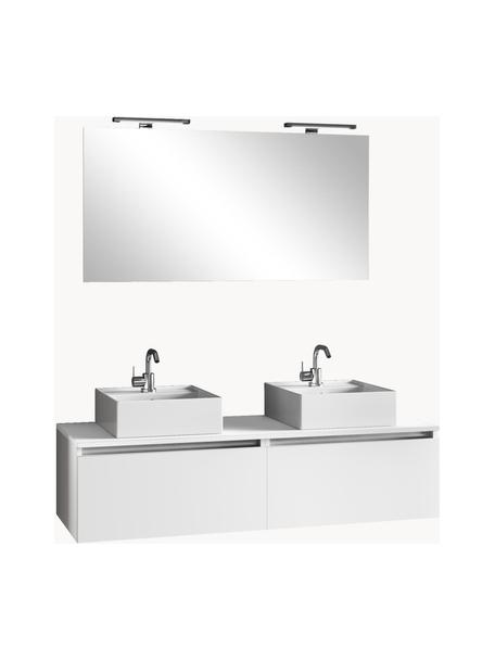 Set lavabo doble Perth, 7 pzas., Lámpara: aluminio, Espejo: vidrio, Parte trasera: plástico ABS, Blanco, Set de diferentes tamaños