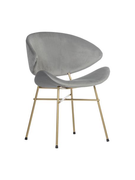 Čalúnená stolička s velúrovým poťahom Cheri, Svetlosivá, mosadzné odtiene, Š 57 x H 55 cm