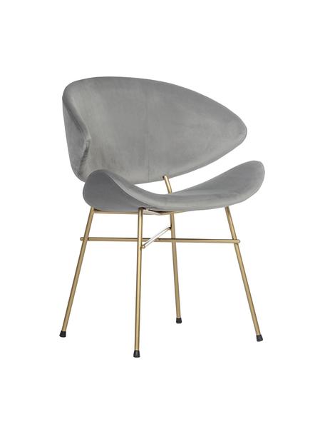 Čalouněná židle s velurovým potahem Cheri, Světle šedá, mosazná, Š 57 cm, H 55 cm