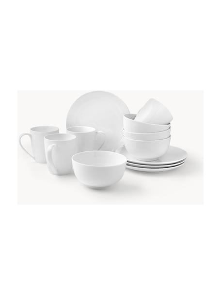 Komplet naczyń śniadaniowych z porcelany Delight Classic, dla 4 osób (12 elem.), Porcelana, Biały, 4 osoby (12 elem.)