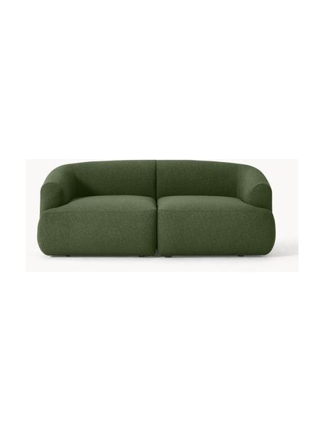 Sofa modułowa bouclé Sofia (2-osobowa), Tapicerka: bouclé (100% poliester) D, Stelaż: drewno świerkowe z certyf, Nogi: tworzywo sztuczne, Ciemnozielony bouclé, S 186 x G 103 cm