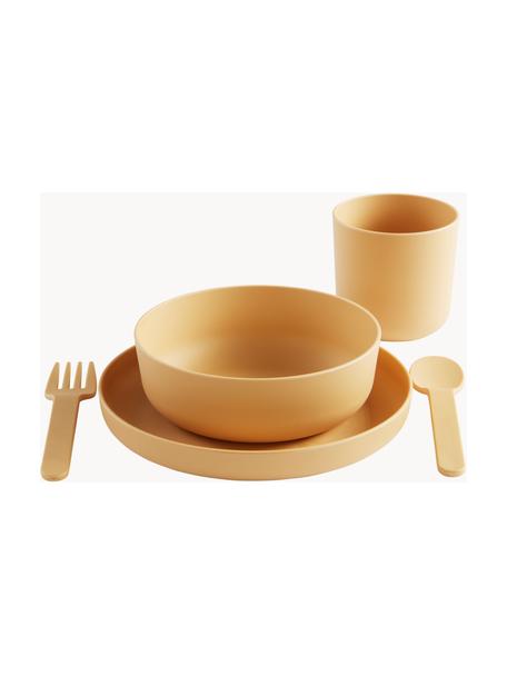 Kinderserviesset Sassen, 5-delig, PLA (biobased plastic), Zonnengeel, Set in verschillende groottes