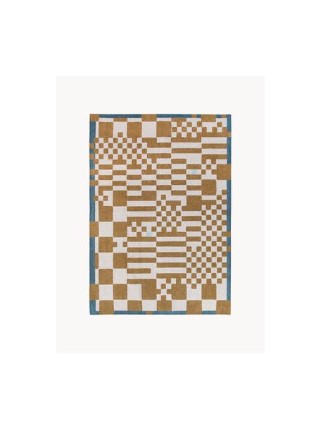 Teppich Honey mit grafischem Muster, 100 % Polyester, Ocker, Off White, Blau, B 240 x L 340 cm (Größe XL)