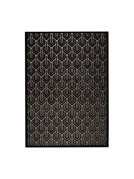 Tappeto con struttura alta-bassa Beverly, Retro: lattice, Nero, tonalità beige, Larg. 170 x Lung. 240 cm, (taglia M)