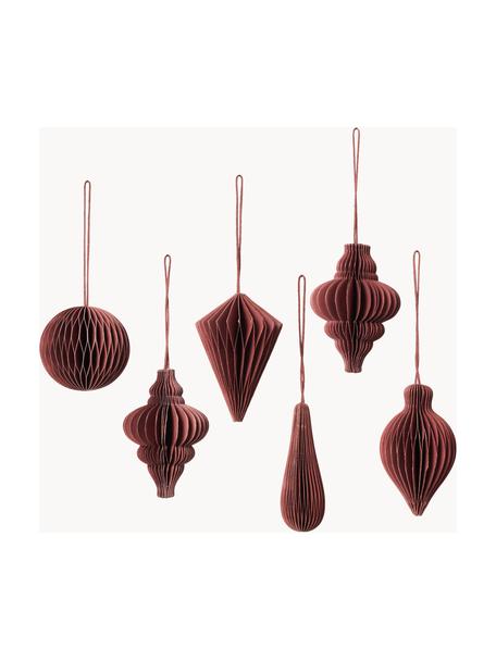 Kerstboomhangers Julet, set van 6, Papier, Rood, Ø 5 x H 7 cm