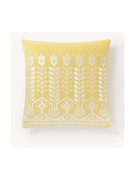 Poszewka na poduszkę z bawełny Jemima, Cytrynowy żółty, S 45 x D 45 cm