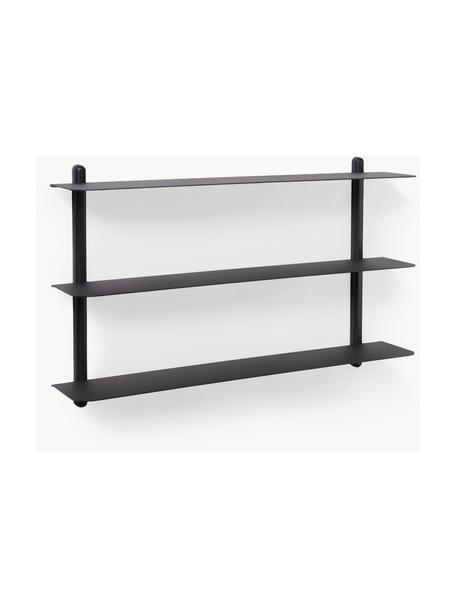 Estante de pared Nivo, Estantes: acero recubierto, Estructura: madera de fresno, Negro, An 64 x Al 42 cm