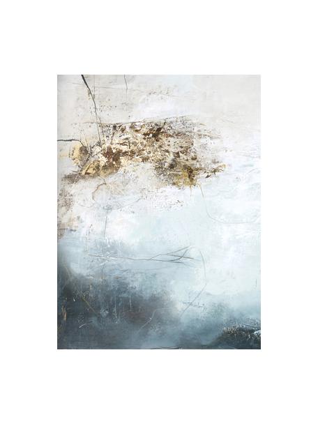 Handbeschilderde canvasdoek Freja Blanche 3, Afbeelding: Daler Rowney HQ acryl ver, Goudkleurig, wit, turquoise, multicolour, 60 x 80 cm