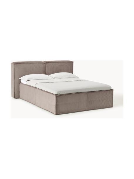 Cord-Boxspringbett Lennon, Bezug: 92 % Polyester, 8 % Polya, Matratze: 7-Zonen-Taschenfederkern, Füße: Massives Birkenholz Diese, Cord Taupe, B 160 x L 200 cm, Härtegrad H2