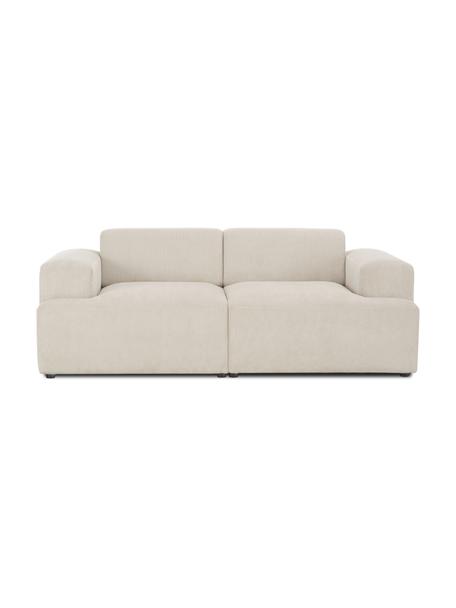 Sofá de pana Melva (2 plazas), Tapizado: pana (92% poliéster, 8% p, Estructura: madera de pino maciza, ce, Patas: plástico, Pana beige, An 198 x F 101 cm