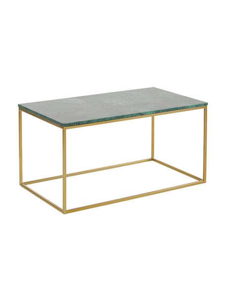 Tavolino da salotto in marmo Alys, Struttura: metallo verniciato a polv, Marmo verde, dorato, Larg. 80 x Alt. 40 cm