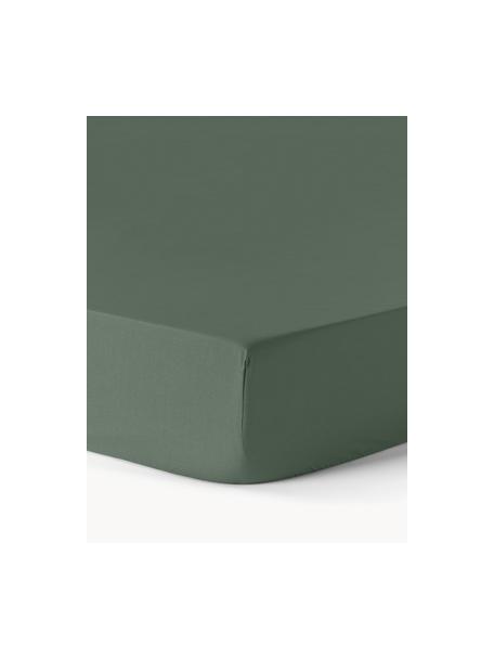 Lenzuolo con angoli topper in cotone percalle Elsie, Verde scuro, Larg. 160 x Lung. 200 cm, Alt. 15 cm