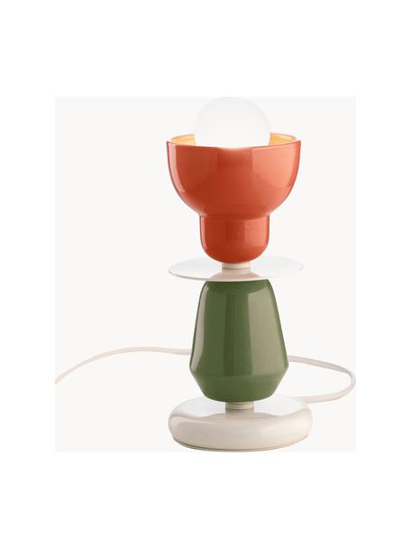 Kleine Tischlampe Berimbau, handgefertigt, Orange, Olivgrün, Off White, Ø 12 x H 24 cm