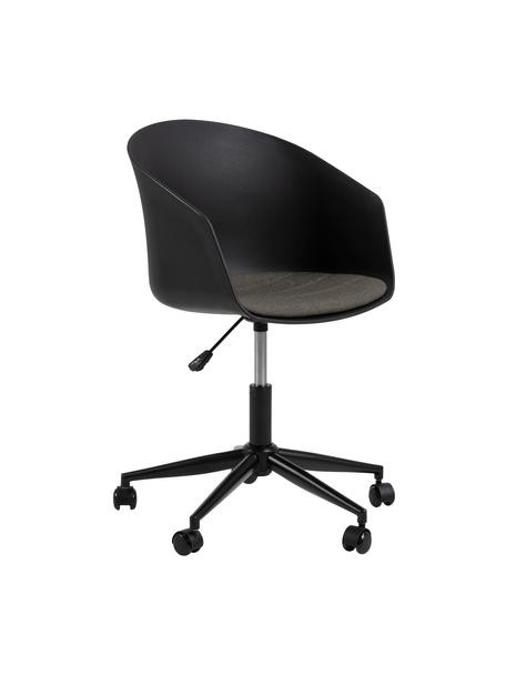 Krzesło biurowe Moon, obrotowe, Nogi: metal mosi, Stelaż: metal malowany proszkowo, Czarny, ciemnoszary, S 65 x G 65 cm