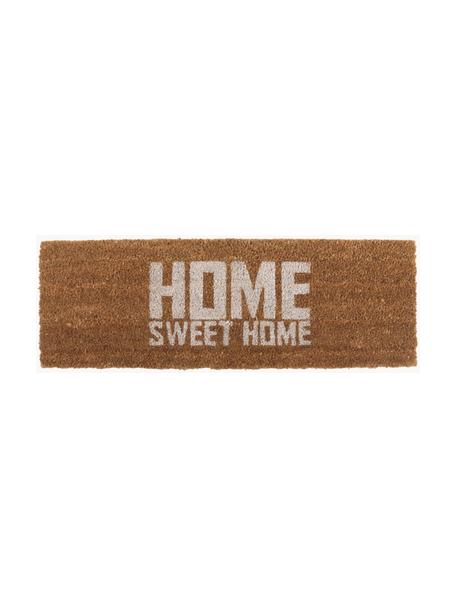 Paillasson Home Sweet Home, Fibres de coco, Brun, blanc, larg. 26 x long. 77 cm