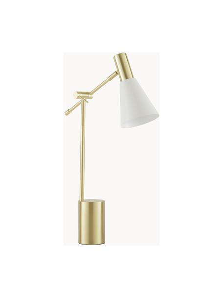Grande lampe de bureau en métal Sia, Blanc, or laiton, Ø 13 x haut. 63 cm