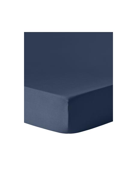 Topper-Spannbettlaken Comfort, Baumwollsatin, Webart: Satin Fadendichte 250 TC,, Dunkelblau, B 90 x L 200 cm, H 15 cm