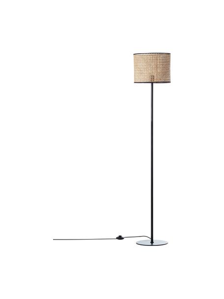 Lampadaire en rotin Wiley, Brun clair, noir, Ø 30 x haut. 154 cm