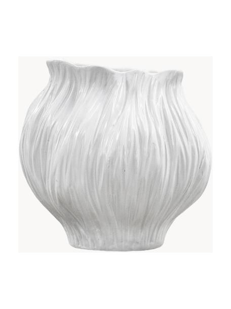 Vase design artisanal Flora, haut. 21 cm, Grès cérame, Blanc, larg. 21 x haut. 21 cm