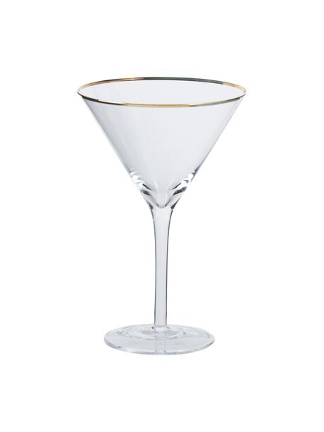 Martinigläser Chloe, 4 Stück, Glas, Transparent mit Goldrand, Ø 12 x H 19 cm