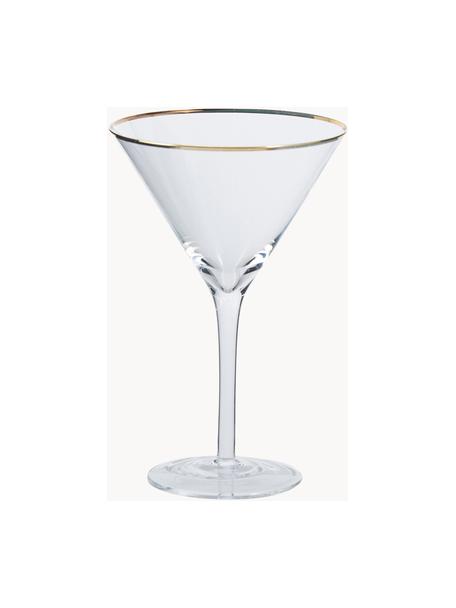 Bicchiere da martini Chloe 4 pz, Vetro, Trasparente con bordo dorato, Ø 12 x Alt. 19 cm